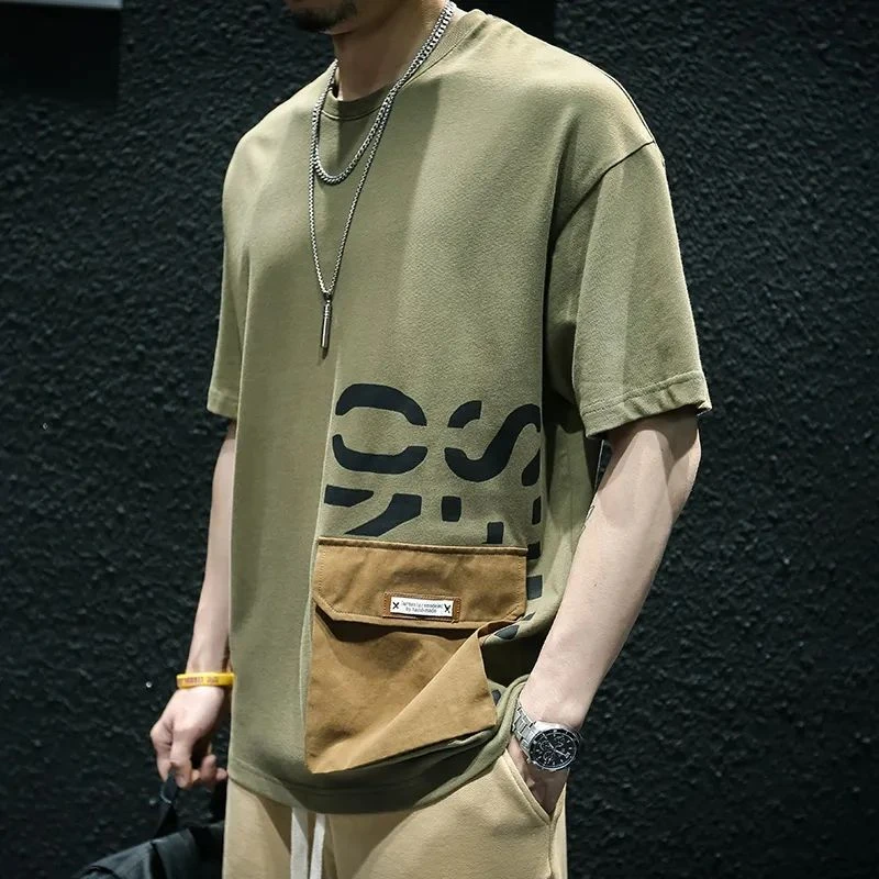 欧美式复古个性休闲短袖T恤男2025夏季新款大码宽松舒适半袖上衣