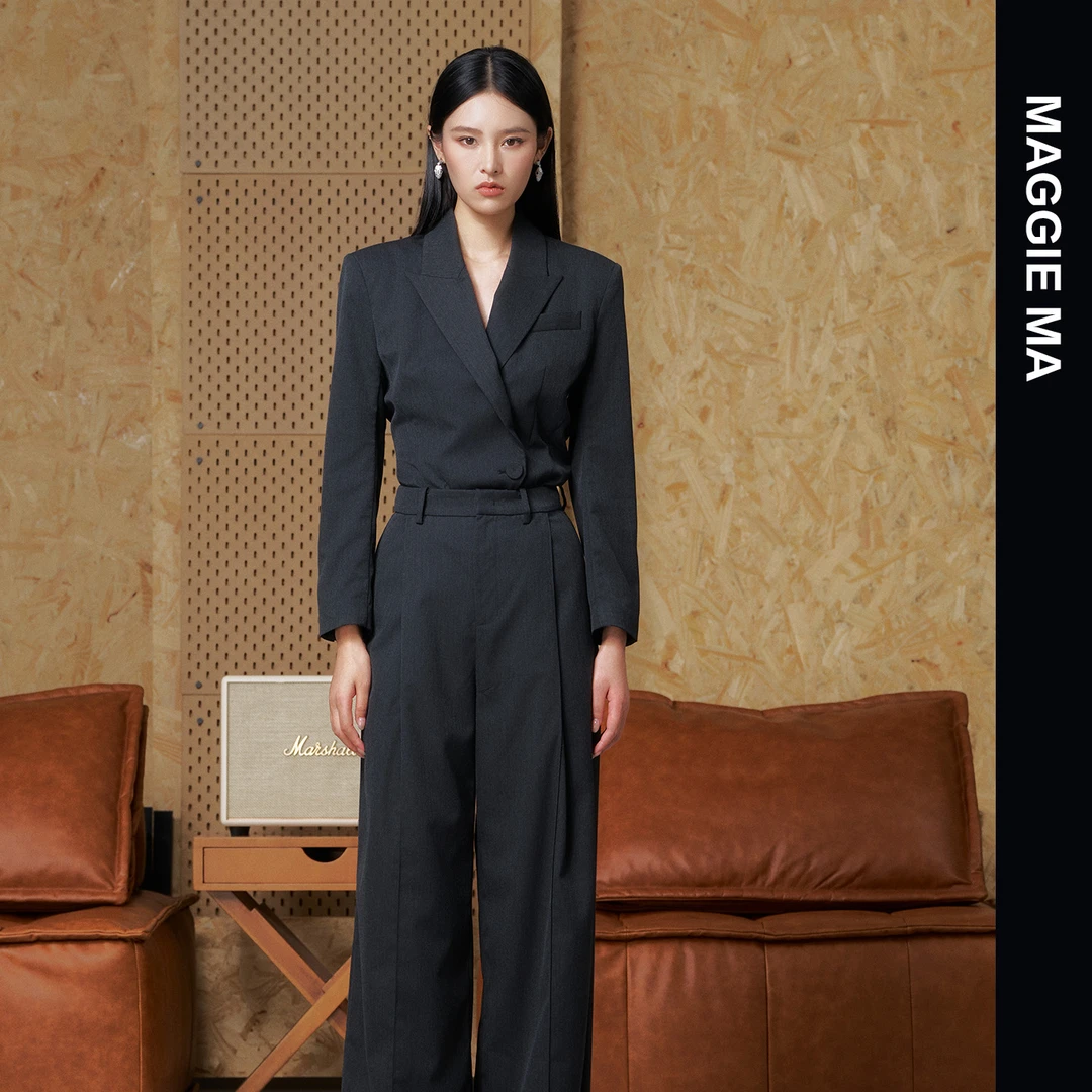 MAGGIEMA马婧洋气衣服女灰色穿搭沉稳内敛简约干练通勤连体裤106P