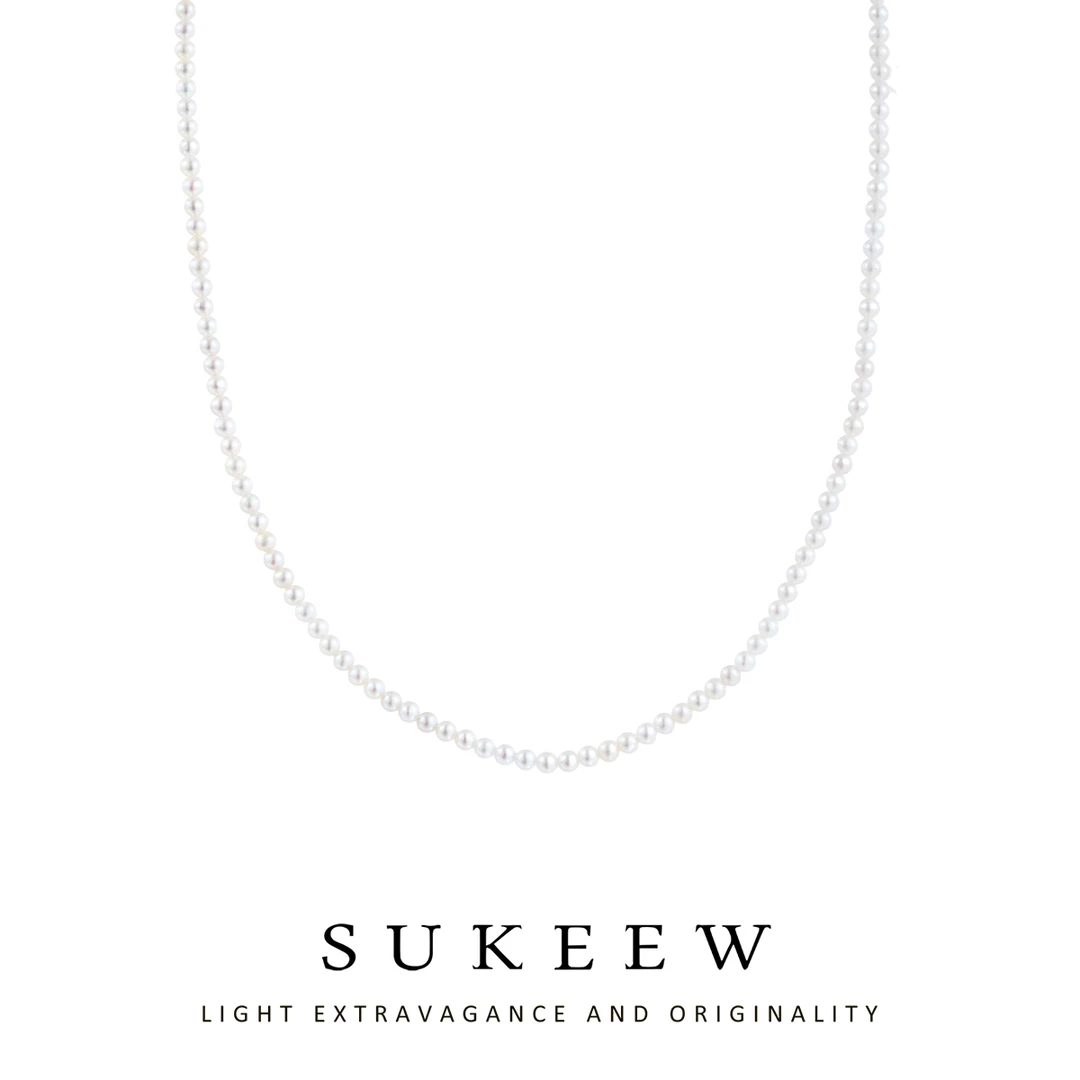 SUKEEW/酥可 链子925银 轻奢正圆珠珠满串优雅温柔项链256204