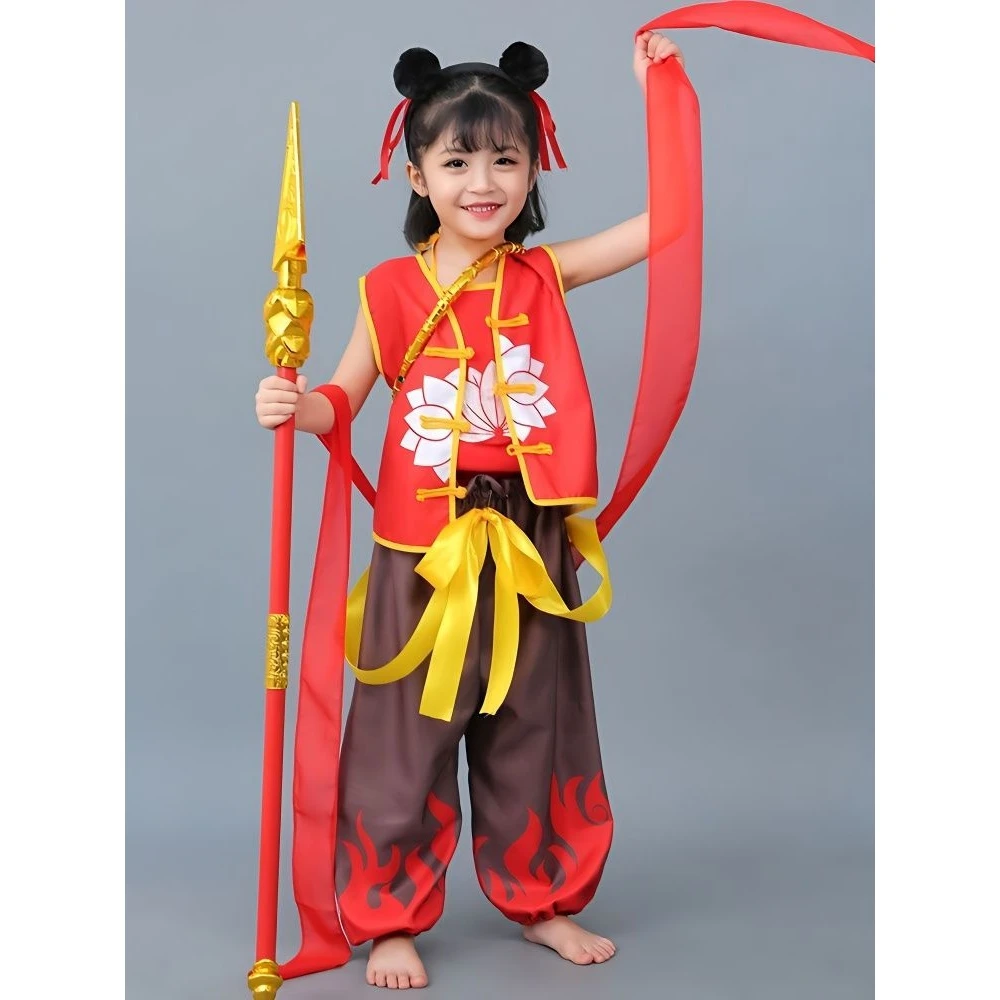 哪吒衣服女童表演服哪吒魔童降世衣服套装中国哪吒衣服套装儿童