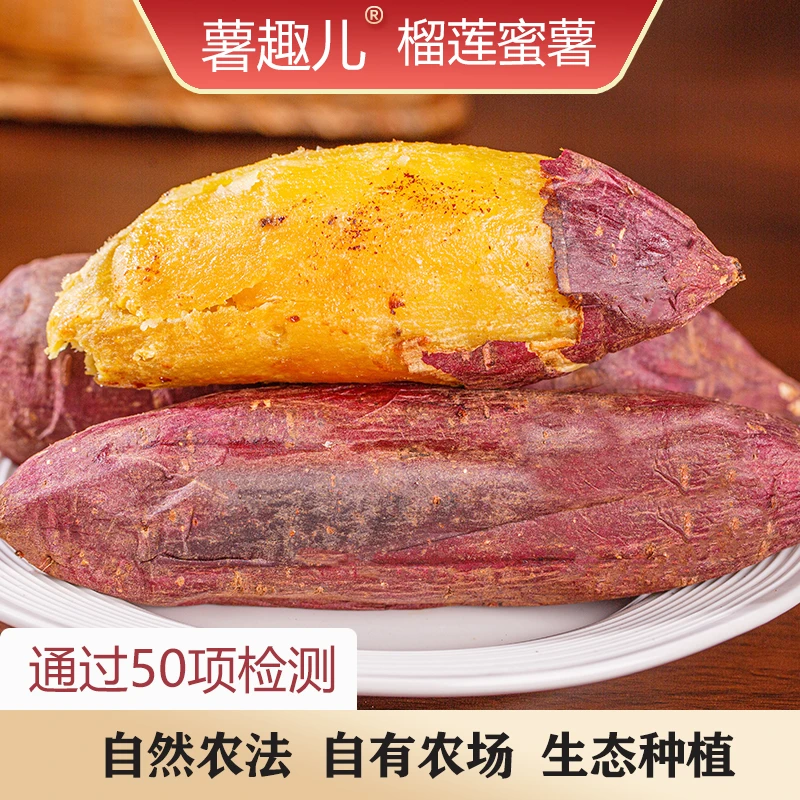 农家榴莲蜜薯紫皮黄心红薯‏金黄细腻软糯‪香甜农场地瓜番薯5斤