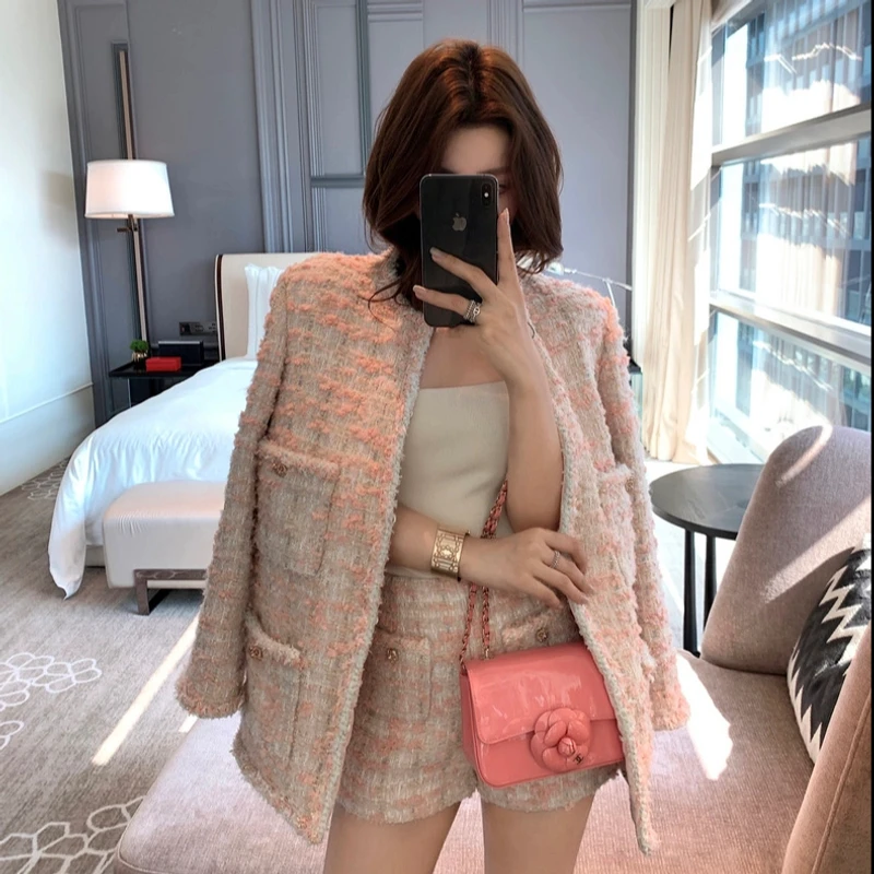 【大大钱】COCO橘粉甜心”优雅名媛小香意大利进口面料外套