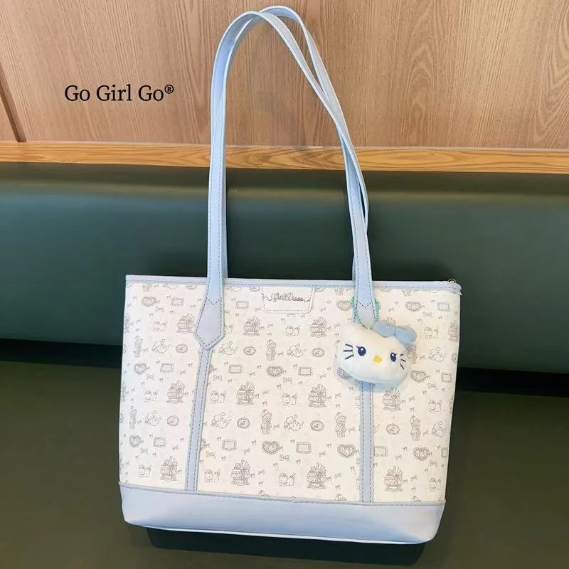 2025新款甜美少女托特包大容量通勤手提包可爱小兔印花通勤单肩包