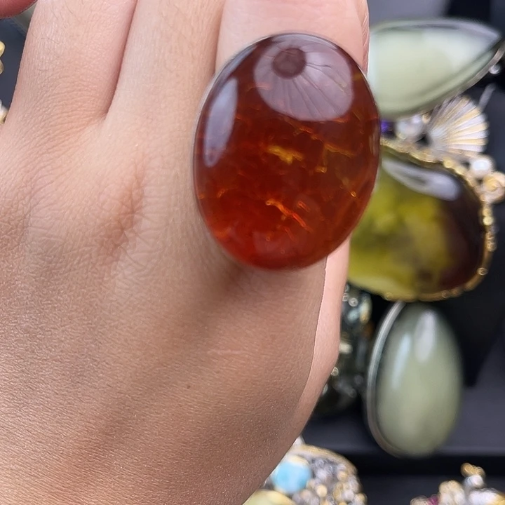 琥珀银S925镶嵌裸石