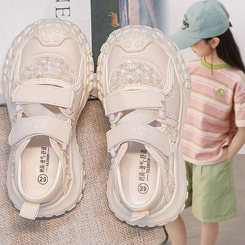 FAVMARTHA儿童凉鞋女孩夏季2025新款网面透气女童单网鞋中大童运