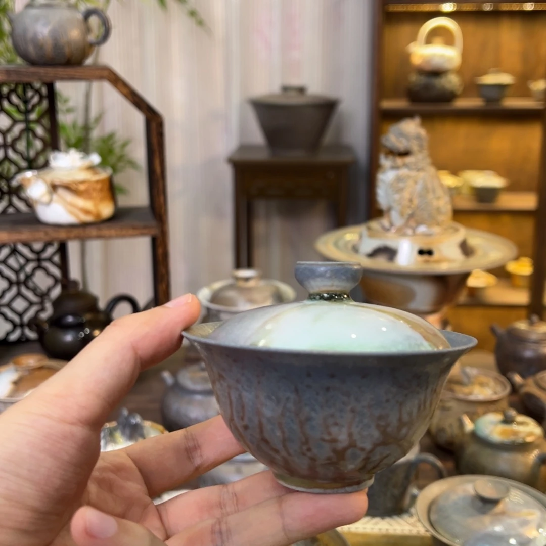 不染柴烧精品盖碗