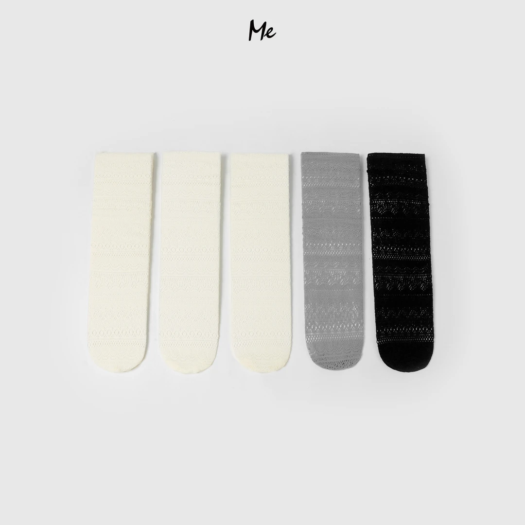 ME【镂空芭蕾袜 （3白+1灰+1黑）】减龄少女感透气小腿袜子MESA0682