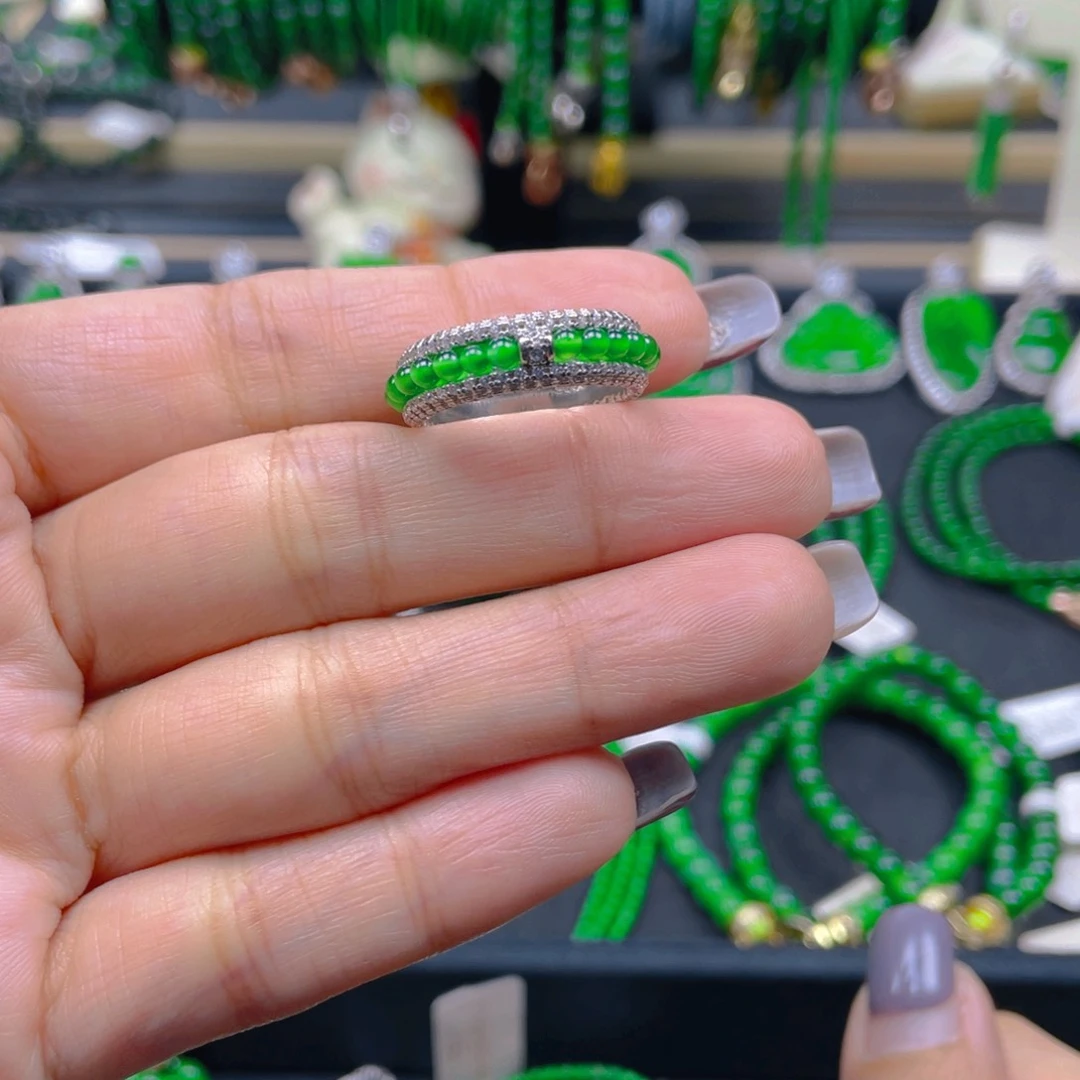 未镶嵌戒指翡翠圆珠戒圈