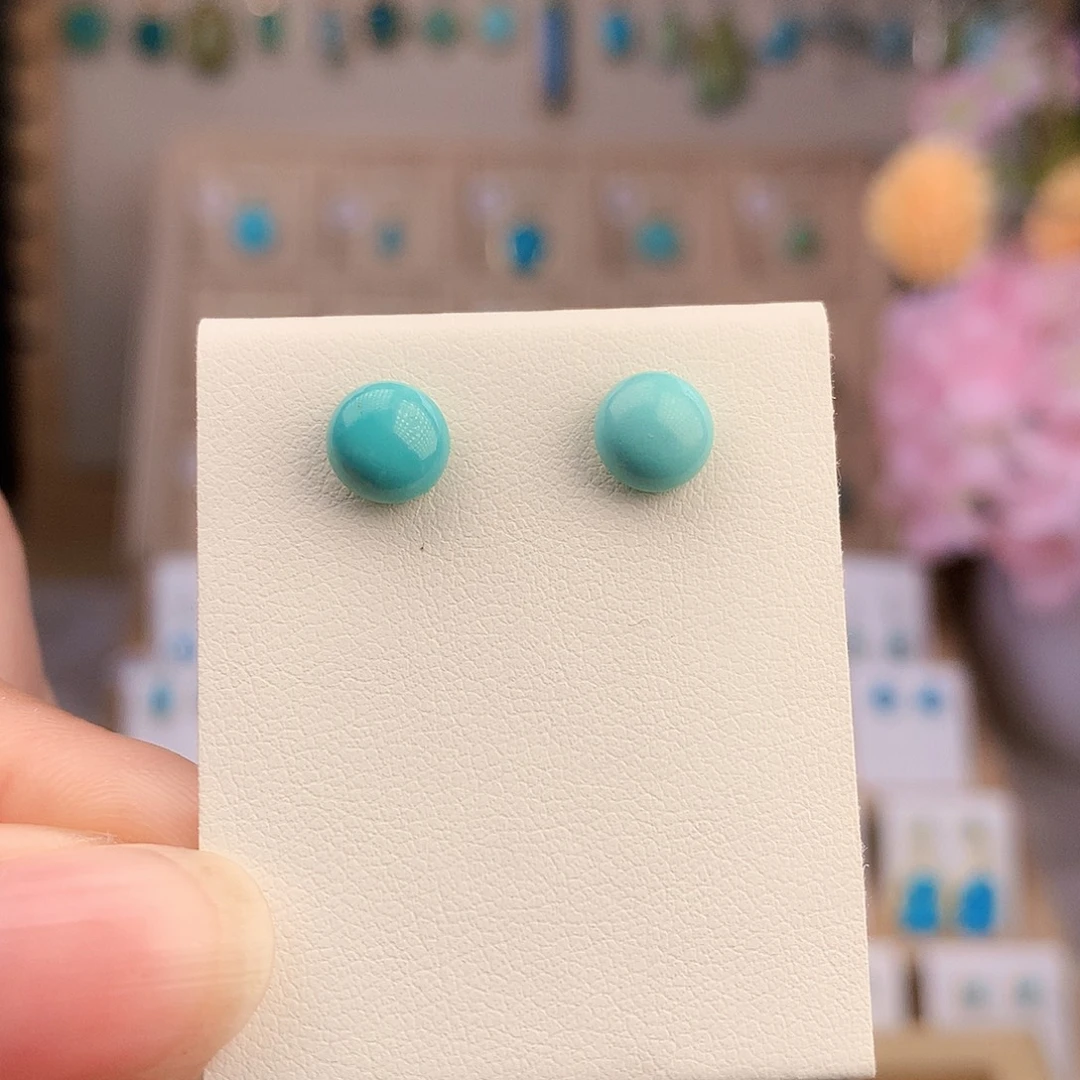 银S925镶嵌绿松石耳饰