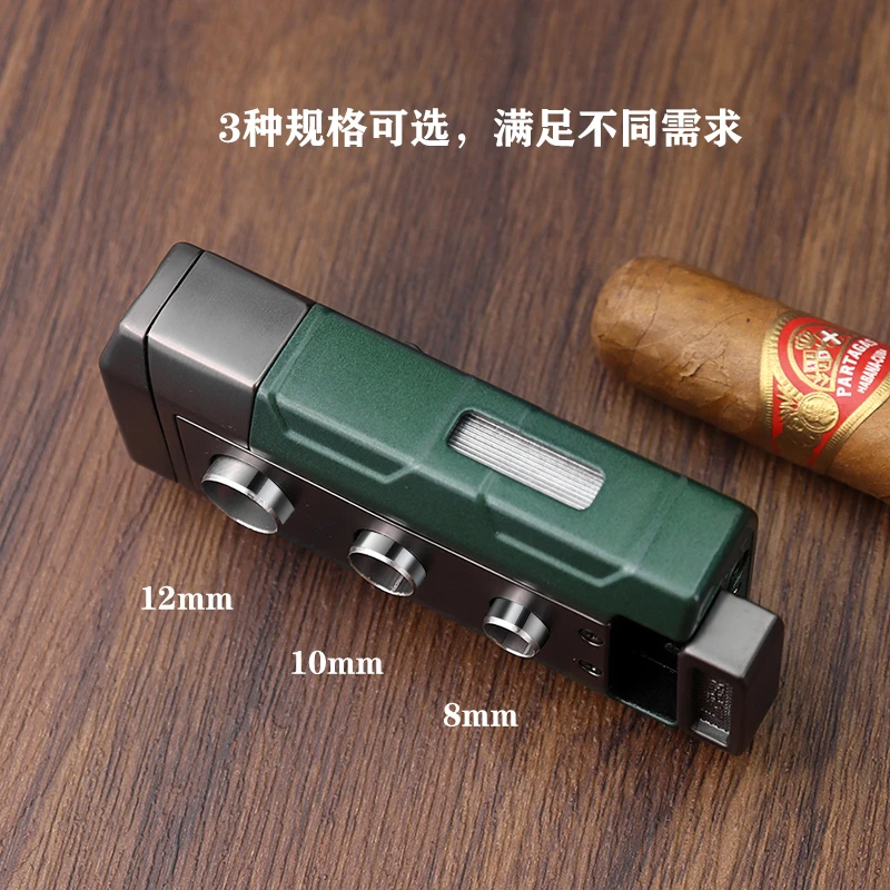 六合一多功能雪茄打火机三钻孔器一体雪茄托双直冲防烫叉礼盒包装