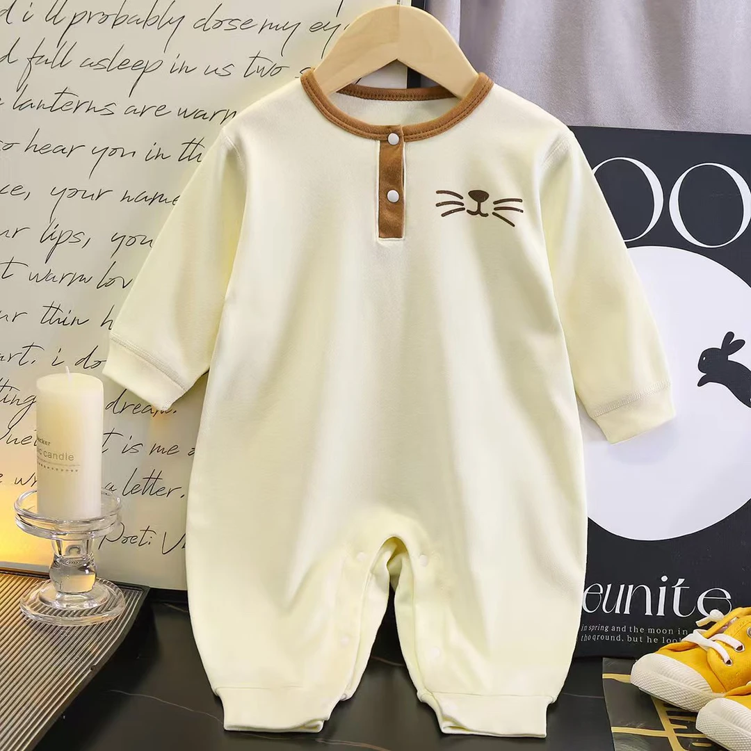 婴儿德绒连体衣新生儿长袖爬服秋冬款宝宝无骨保暖打底哈衣