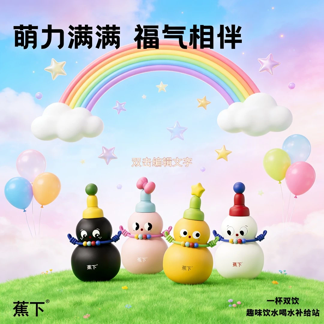 蕉下2025新款高颜值吸管杯子男女葫芦水壶大容量水杯大肚杯子儿童