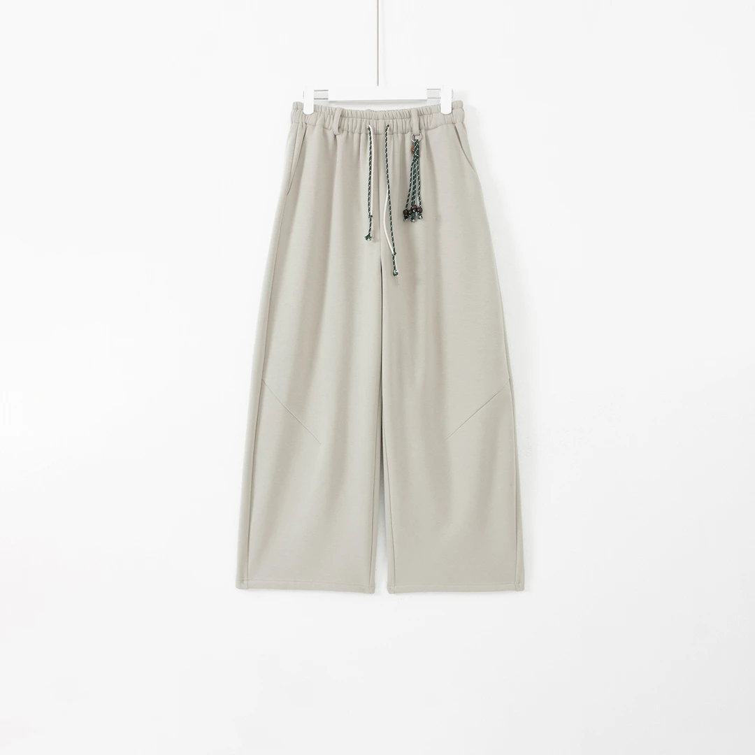 几里与麻 撞色抽绳吊坠松紧腰加绒休闲裤 裤长102 2092354