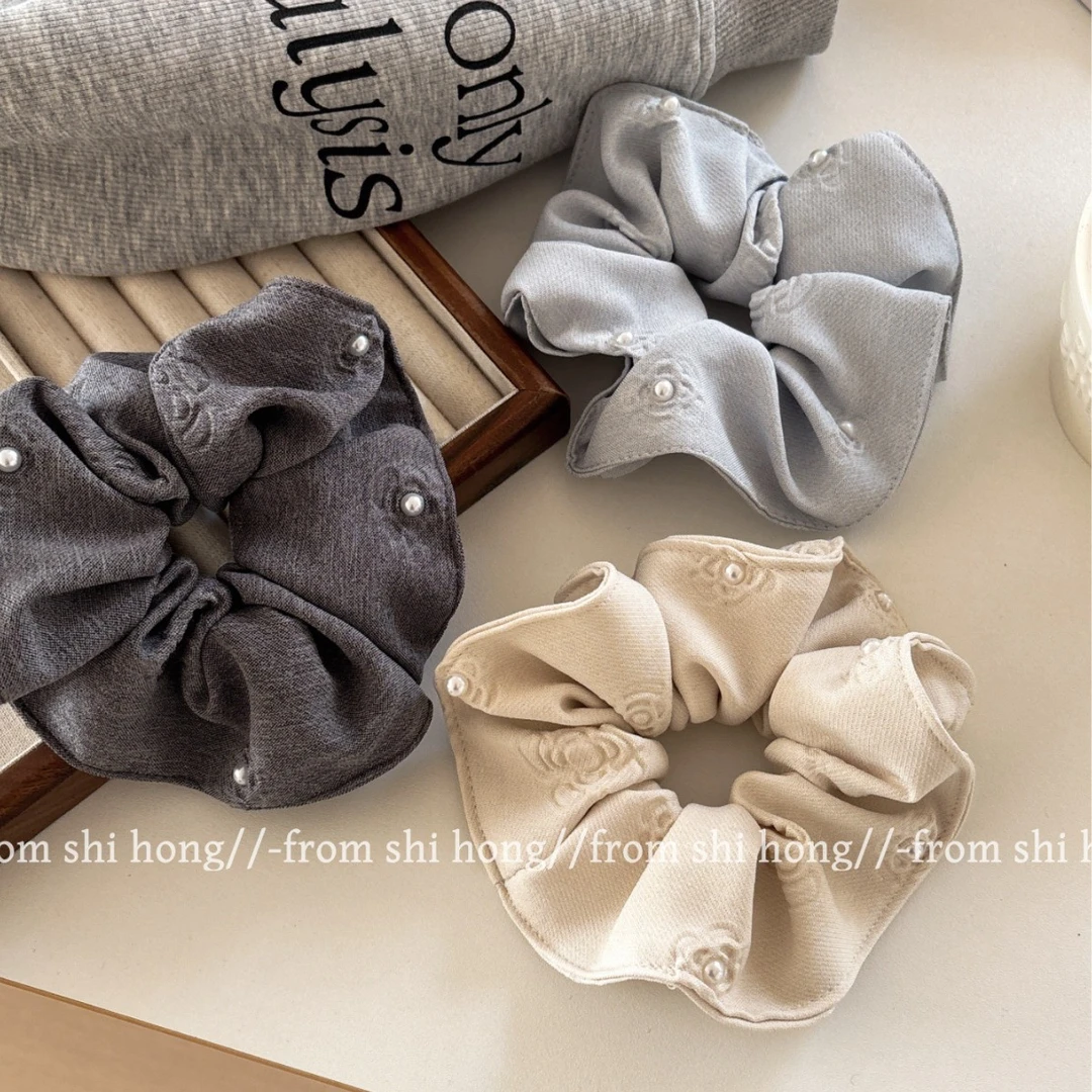 法式布艺浮雕印花大肠发圈高级感头绳马尾发绳高弹力头饰发饰