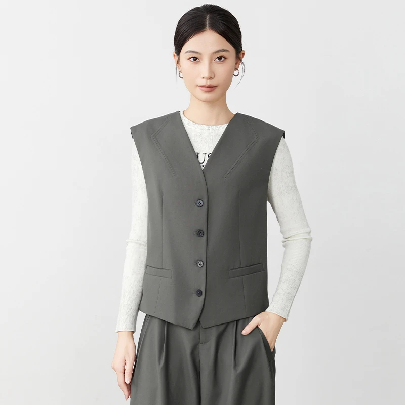 V领马甲女春季新款叠穿无袖西装坎肩外搭上衣外套171J1806