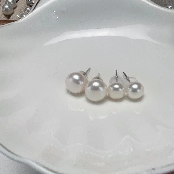 淡水珍珠耳饰银S925镶嵌