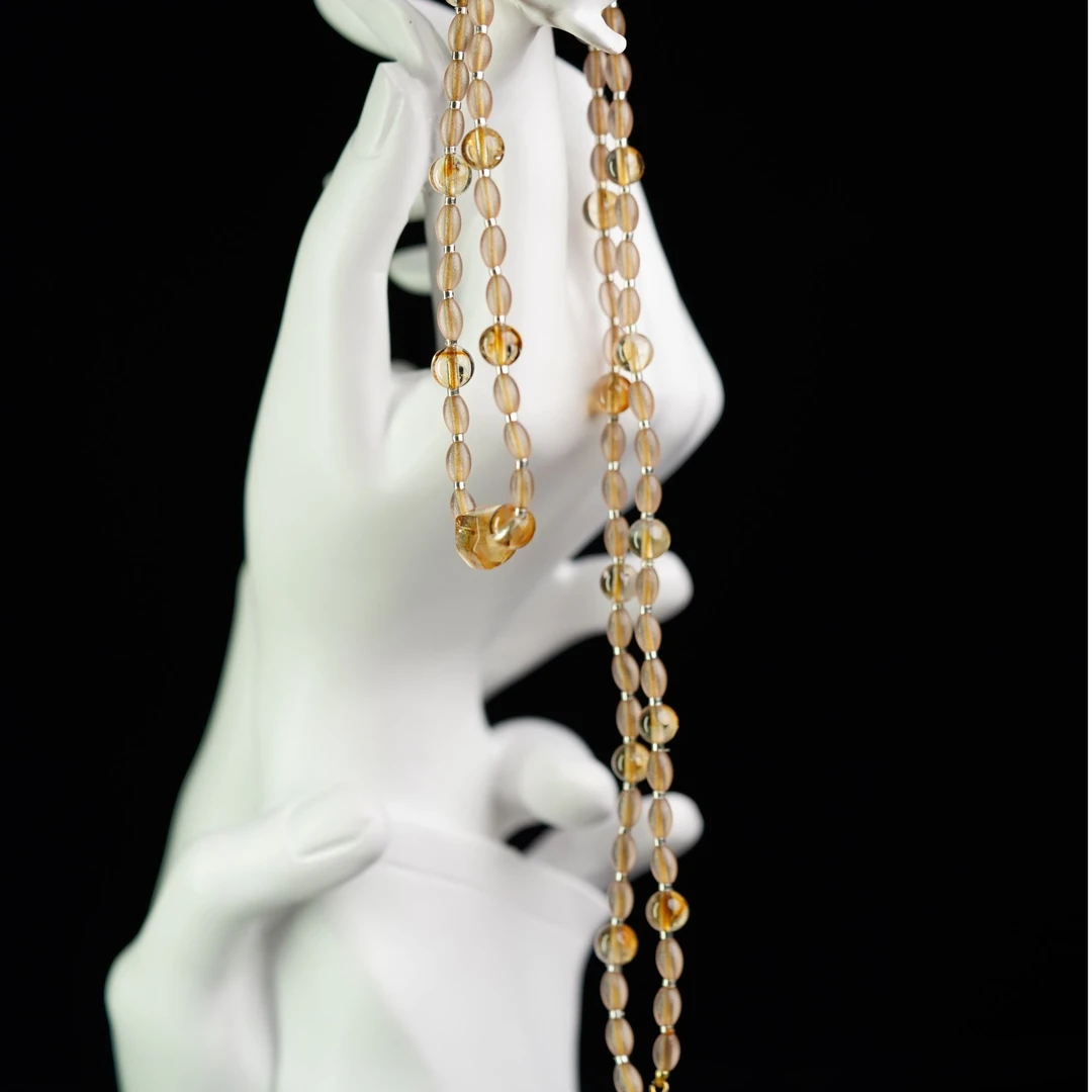 璨珀天然黄水晶项链