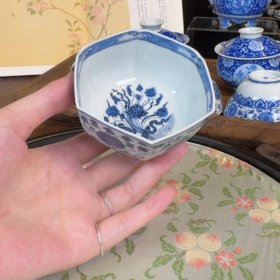 元煦窑一束莲六方杯