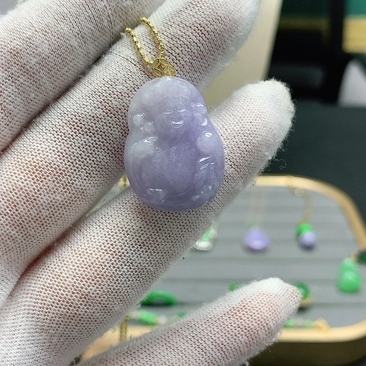 翡翠18K金镶嵌颈饰 翡翠18K金镶嵌项链吊坠