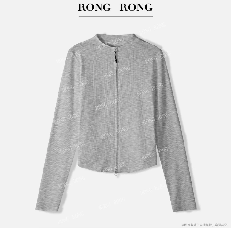 溶溶J【个性风向】RONRGONG 半高领不规则剪裁下摆收腰外套ZS019