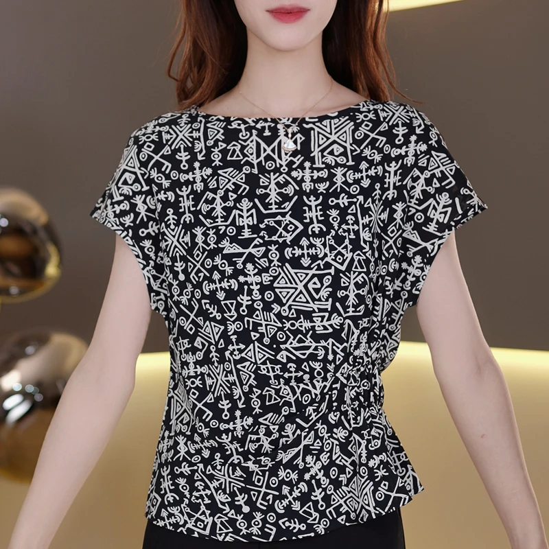 优雅气质短袖T恤女2025夏季新款上衣洋气显瘦夏天衣服 2923