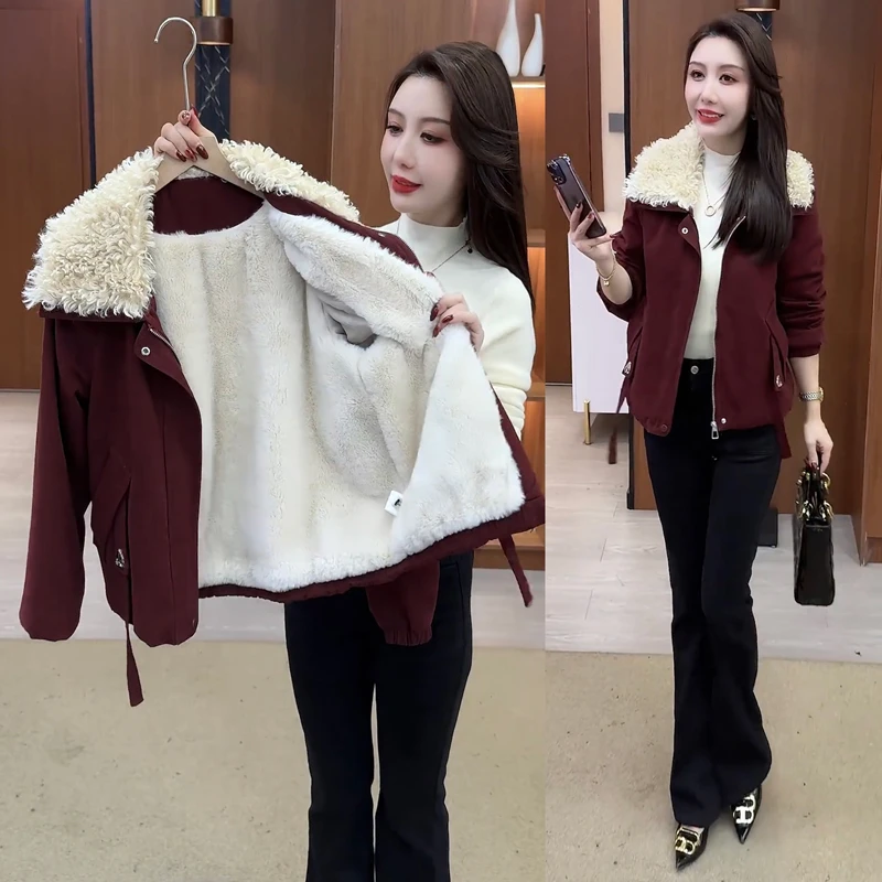 加绒加厚派克服外套女2025秋冬新款保暖时尚洋气显瘦外套夹克上衣