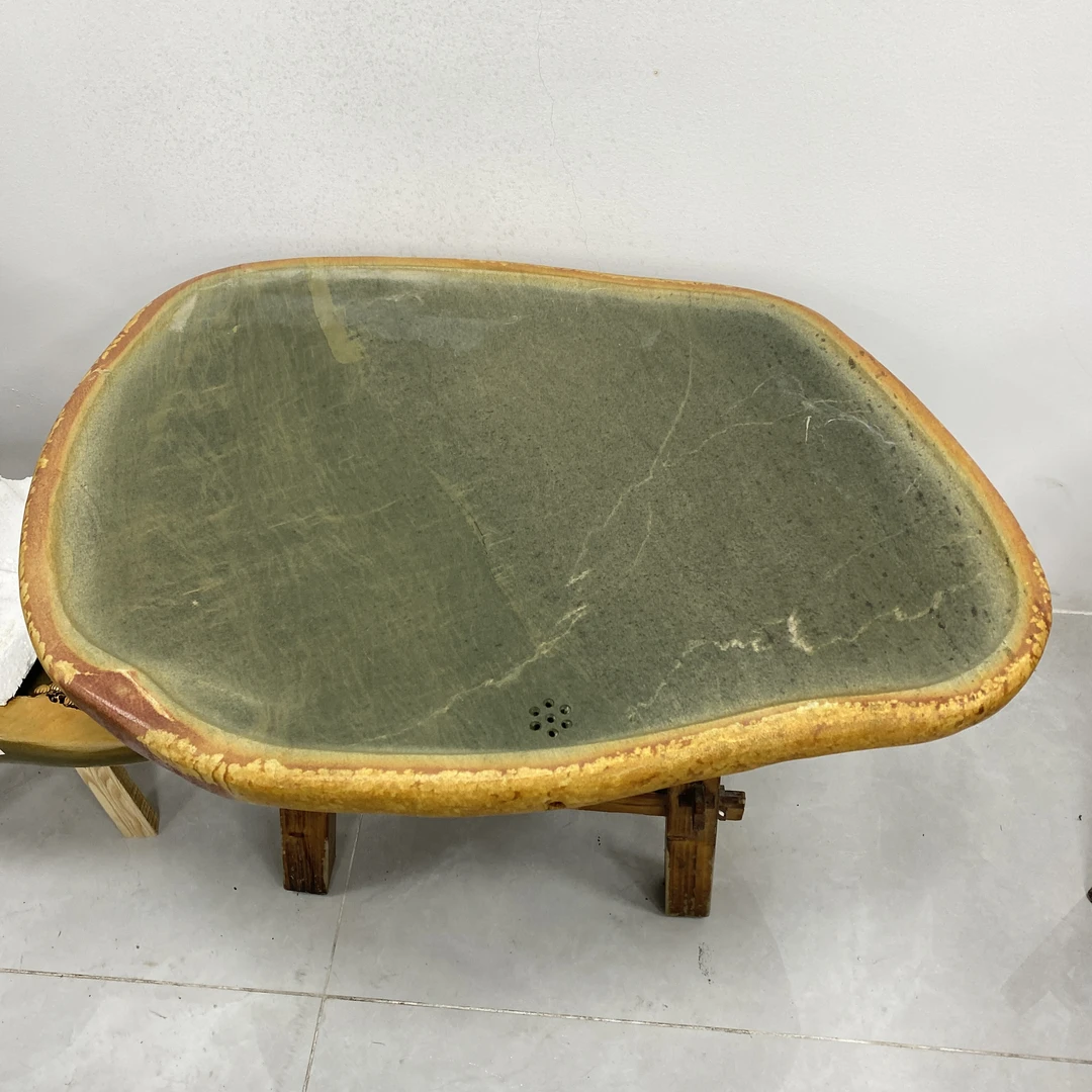 端砚石手工雕刻茶盘