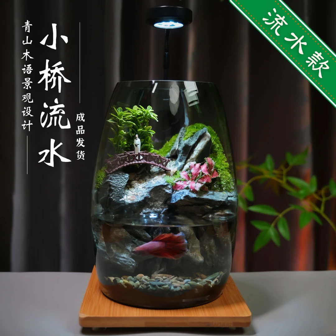【小桥流水】创意苔藓水陆微景观桌面办公绿植造景摆件礼品