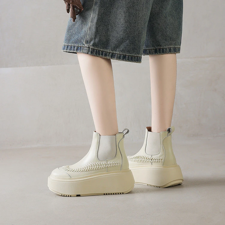 6.5cm 英伦风百搭舒适厚底切尔西靴秋冬韩版简约时尚小个子瘦瘦靴