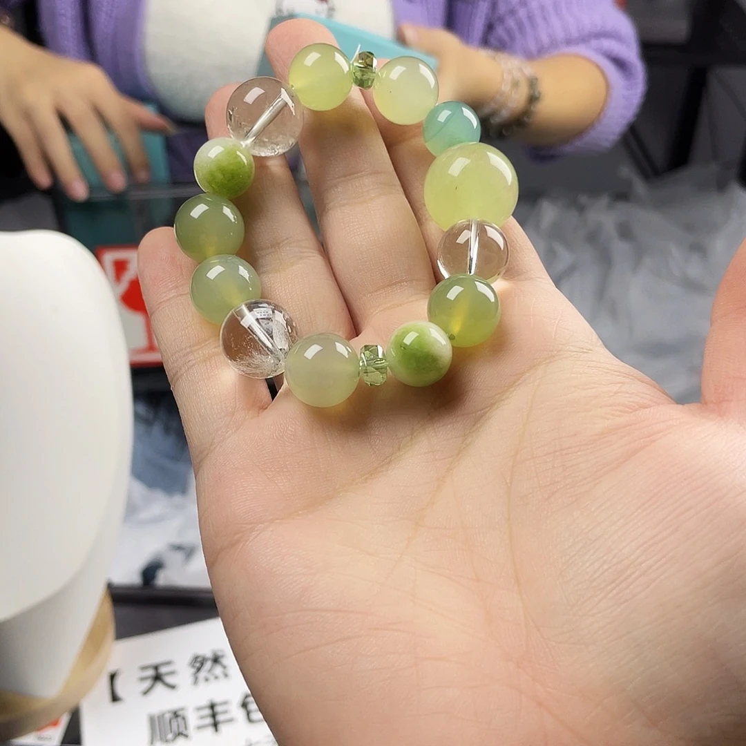 水晶银S925镀金镶嵌手串