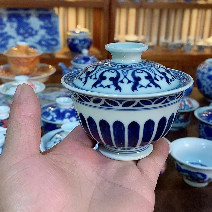 錡镇堂手工手绘盖碗