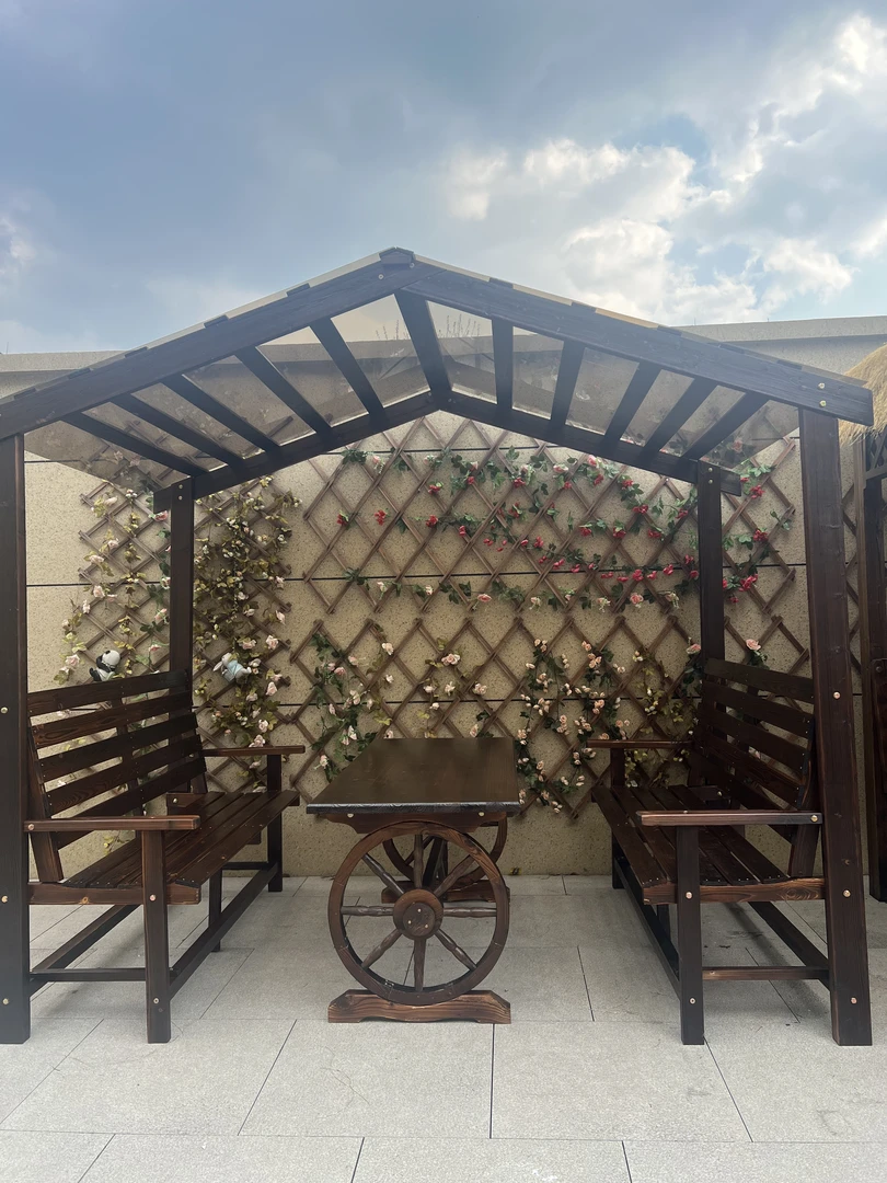 【绿航】防腐木户外庭院葡萄架植物架花架长廊碳化木屋花园凉亭带顶