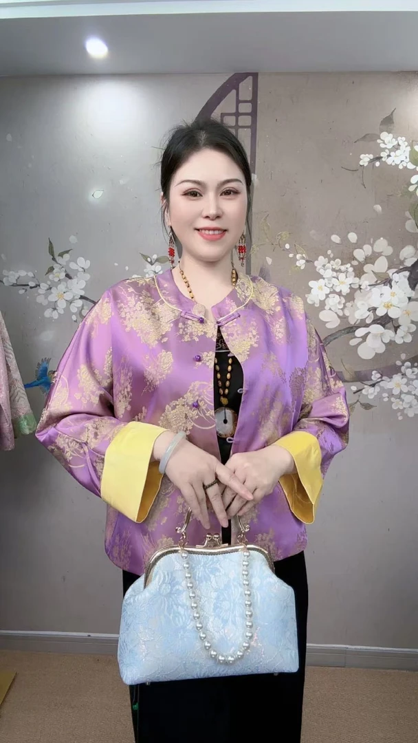 春秋新款 新中式国风 缎面立领时尚气质女装上衣
