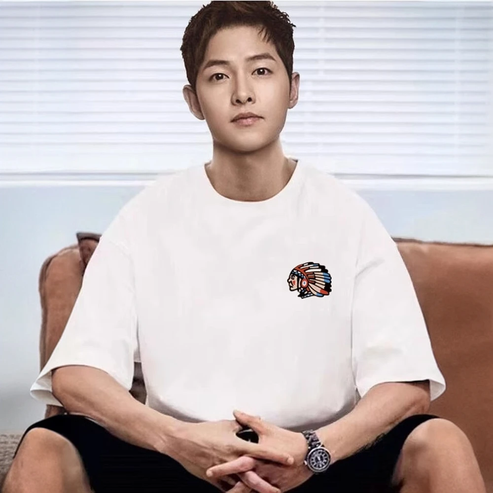 仓石一树潮牌索罗娜冰感短袖t恤男夏季新款印第安人印花宽松半袖