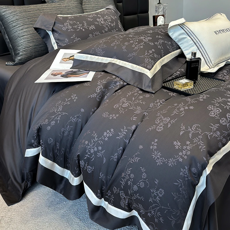 【春晓】设计师款高端天丝棉提花四件套简约轻奢四季款被套床上用品