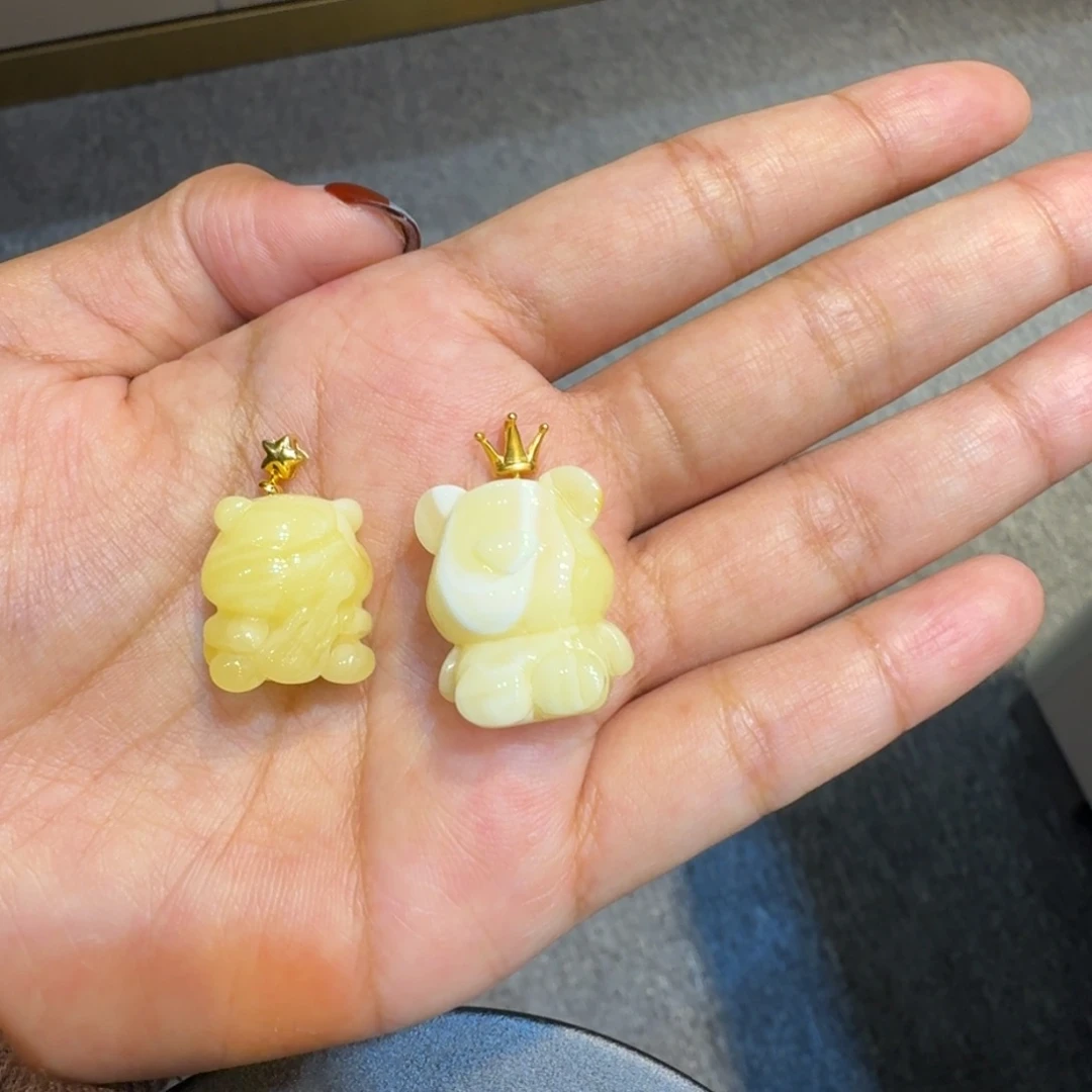 琥珀裸石18K金镶嵌琥珀