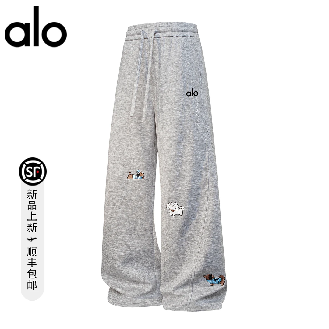 【官方奥特莱斯】品牌折扣美式弯刀阔腿卫裤男款小狗刺绣百搭休闲裤