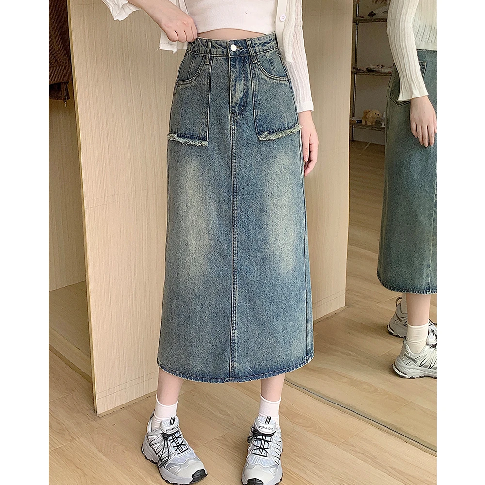 【万万专属】65311大码女2024年春季梨形显瘦复古百搭牛仔半身裙