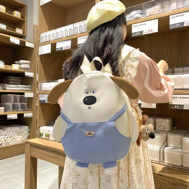 可爱高颜值双肩包女2025新款卡通小狗包大学生上课包多用背包