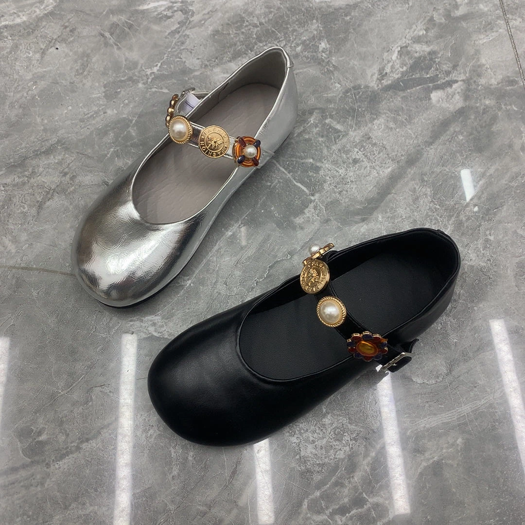 波哥大码女鞋49-43码379-3韩版时尚轻奢平底圆头玛丽珍豆豆瓢鞋