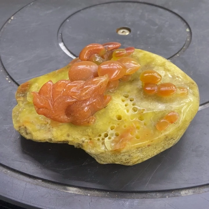 c***3陶瓷天然岫岩玉摆件好