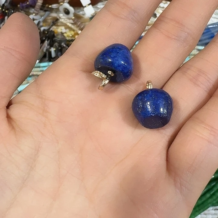 玛瑙/玉髓合金珠宝半成品2个苹果吊坠
