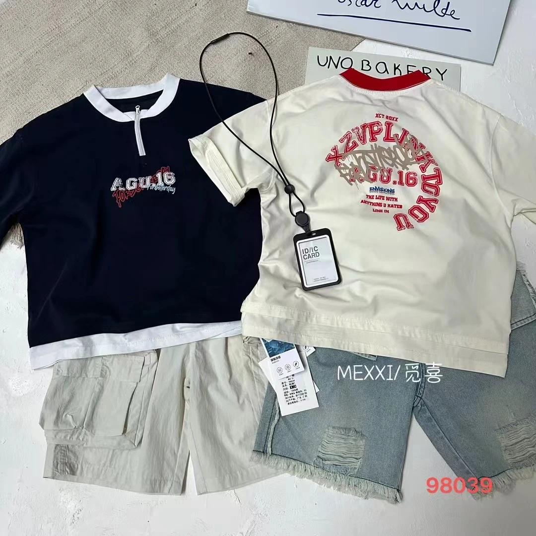 iu studio-【130cm-175cm】领口设计师款潮牌短袖98039