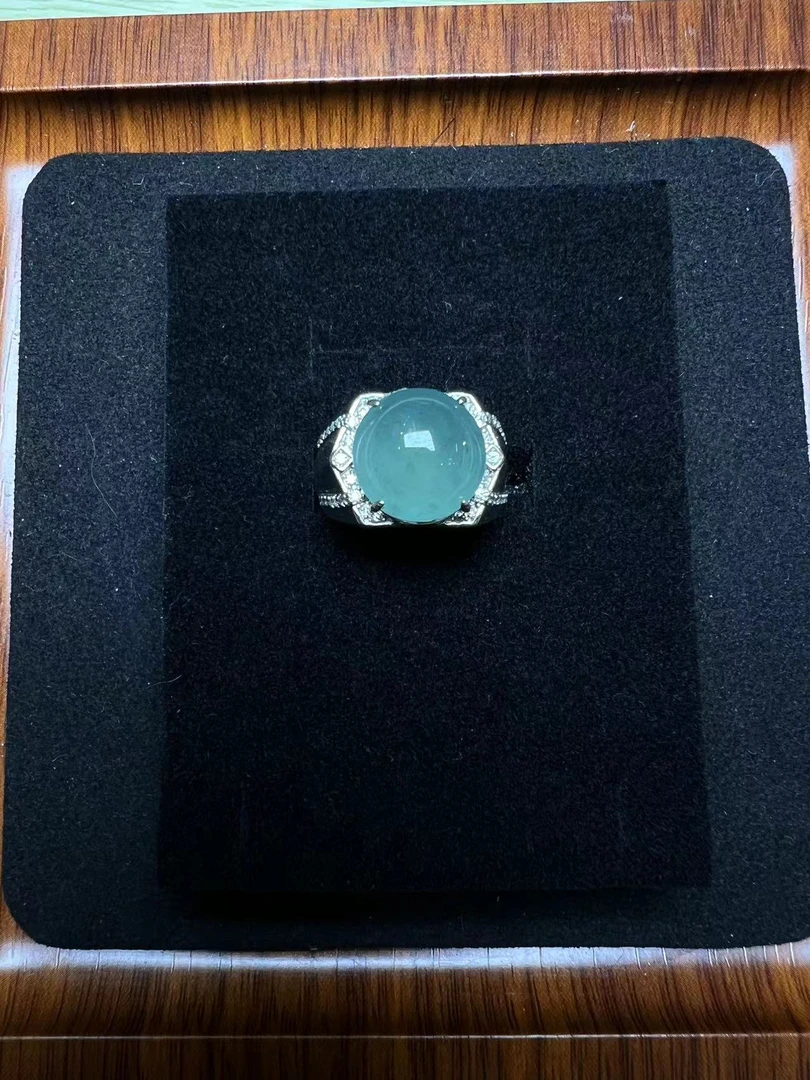 天然A货翡翠天空蓝蛋面戒指多样性发货1021000217（Z186）