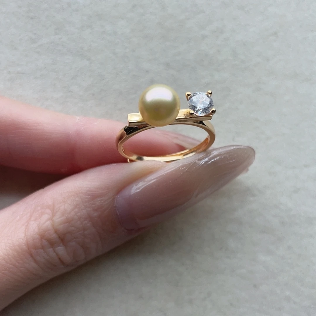 戒指114银S925镶嵌海水珍珠