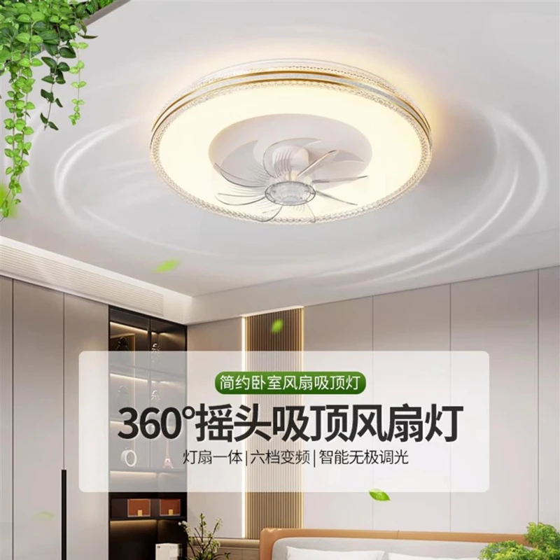 卧室风扇灯摇头现代轻奢吸顶电扇灯家用一体吊灯2025新款中山灯具
