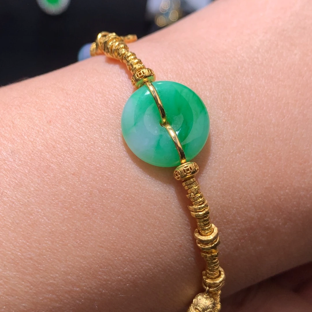 翡翠18K金镶嵌手链