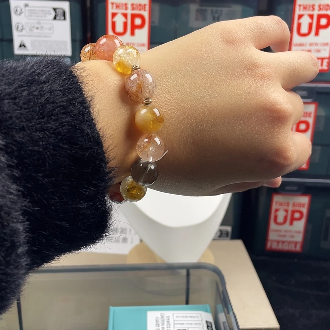 手链银S925镶嵌烟晶