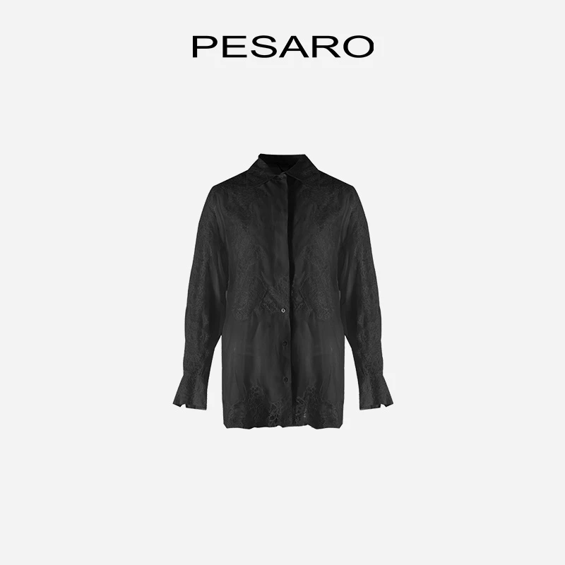 PESARO蕙玲女装春季时尚百搭简约休闲感通勤透肤宽松廓型衬衣