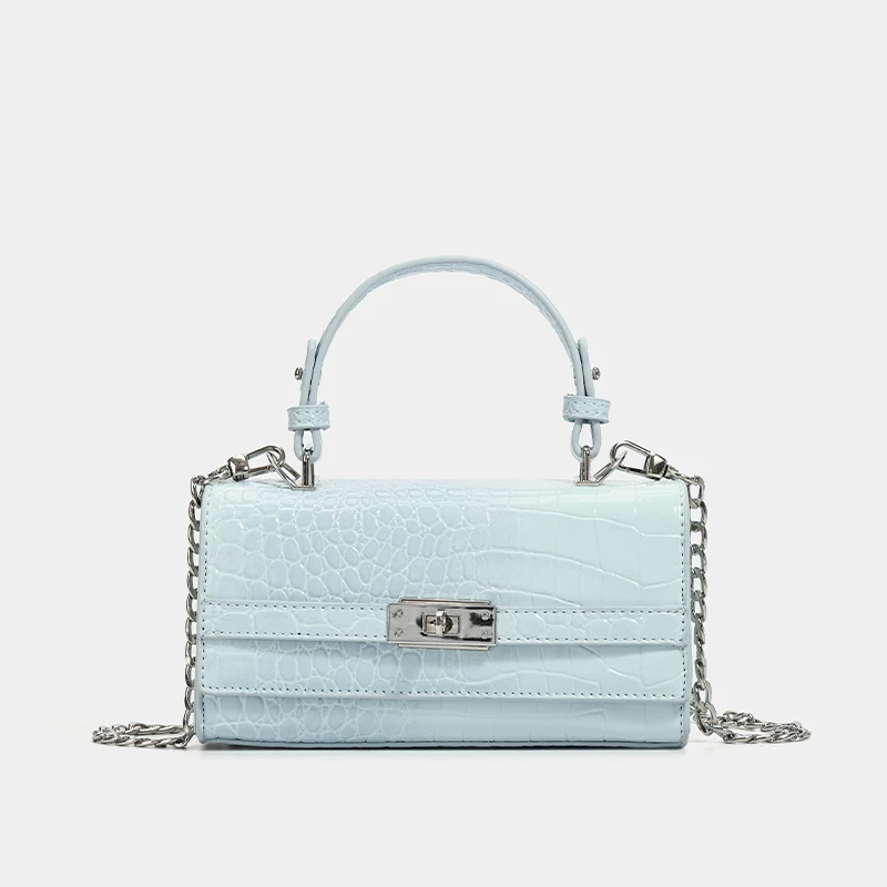 韩系ins法棍鳄鱼纹手提包包女2025新款百搭时尚凯莉包单肩斜跨包